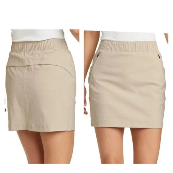 Eddie Bauer Rainers Beige Elastic Waist Skort Pockets PickleballTennis Size 16 - Picture 1 of 11
